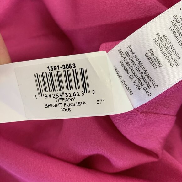 Dress The Population Tiffany Dress XXS Bright Fuchsia One Shoulder Midi - Picture 11 of 12
